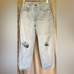 Madewell Balloon Jeans Light Wash High Rise Size 28 Relaxed Baggy Denim
